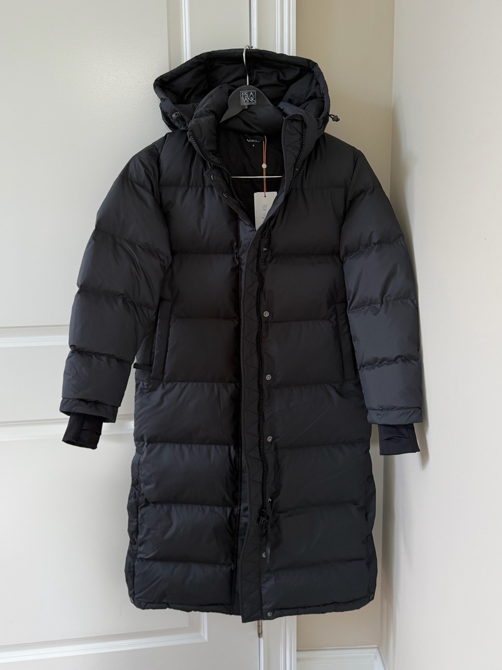 Quince Responsible Down Black Long Hooded Puffer Coat S